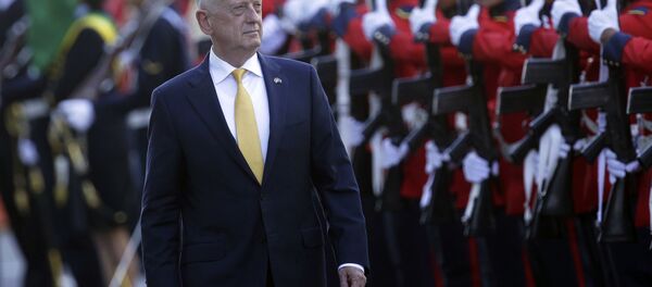 Secretário de Defesa dos EUA, James Mattis, inspeciona a guarda de honra antes de seu encontro com o ministro da Defesa do Brasil, Joaquim Silva e Luna, Brasília, 13 de agosto de 2018 - Sputnik Brasil