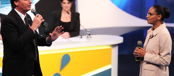 Bolsanaro e Marina durante debate presidencial da RedeTV. - Sputnik Brasil