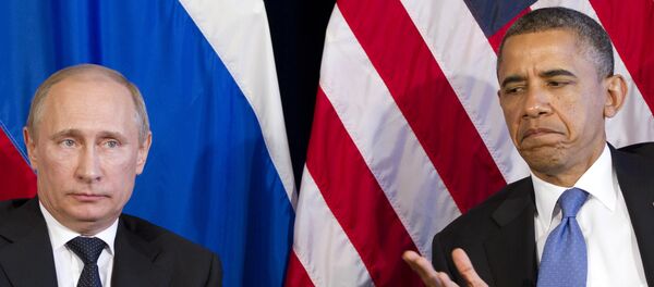 Presidente russo Vladimir Putin e presidente norte-americano Barack Obama reunem-se nas margens da cúpula do G20, México, 18 de junho de 2012 - Sputnik Brasil