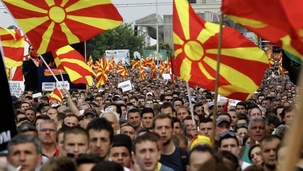 Protestos contra o governo na Macedônia - Sputnik Brasil