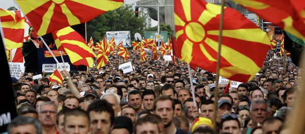 Protestos contra o governo na Macedônia - Sputnik Brasil