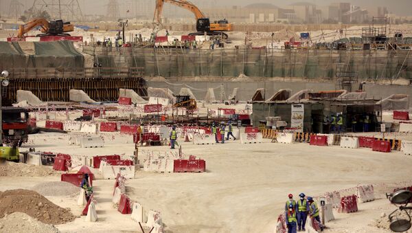 Obras da construção do estádio Al-Wakra, no Qatar, para a Copa do Mundo. - Sputnik Brasil
