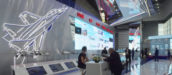 Estande da Corporação Aeronáutica Unida durante um fórum técnico-militar - Sputnik Brasil