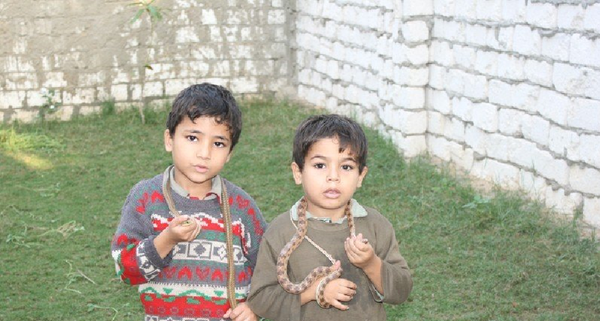 Crianças brincando com cobras na aldeia de Abu Rawash, Egito - Sputnik Brasil