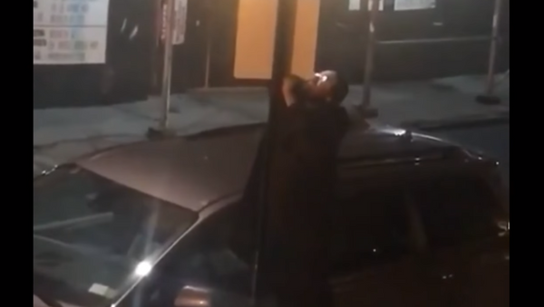 Homem remove placa de proibido estacionar em Nova York - Sputnik Brasil