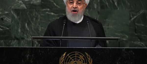 Hassan Rouhani, presidente do Irã, em discurso na 73ª Assembleia Geral das Nações Unidas, em Nova York - Sputnik Brasil