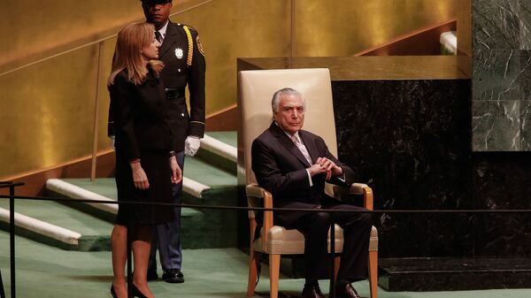 Michel Temer, presidente do Brasil, na abertura da 73ª Assembleia Geral das Nações Unidas, em Nova York - Sputnik Brasil