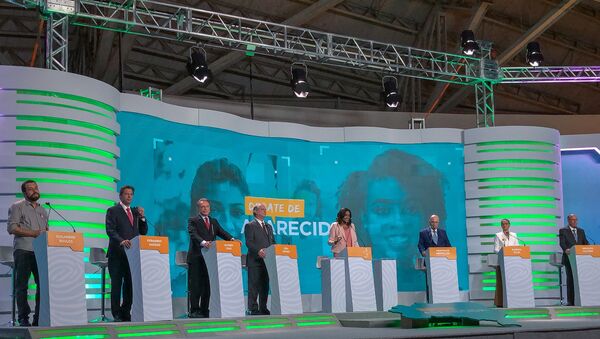 Presidenciáveis durante o debate na TV Aparecida - Sputnik Brasil