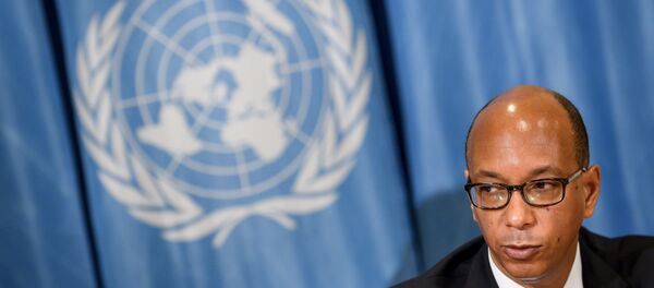 Embaixador americano Robert Wood, representante permante dos EUA na Conferência sobre Desarmamento, durante coletiva de imprensa nos escritórios das Nações Unidas em Genebra; 19 de abril de 2018 - Sputnik Brasil