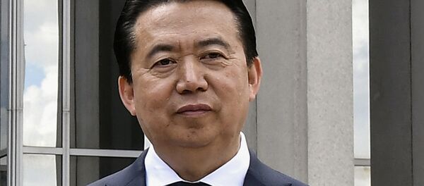 O Presidente da Interpol, Meng Hongwei, posa durante uma visita à sede da Organização Internacional de Polícia em Lyon O Presidente da Interpol, Meng Hongwei, posa durante uma visita à sede da Organização Internacional de Polícia em Lyon - Sputnik Brasil