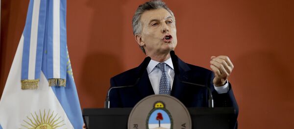 Argentina's President Mauricio Macri speaks from the government house in Buenos Aires, Argentina Thursday, Sept. 27, 2018. - Sputnik Brasil
