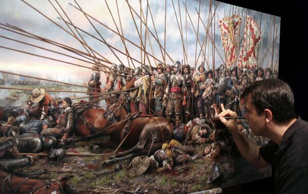 O pintor espanhol Augusto Ferrer-Dalmau pinta o quadro “'Rocroi, o último terço” (2011) - Sputnik Brasil