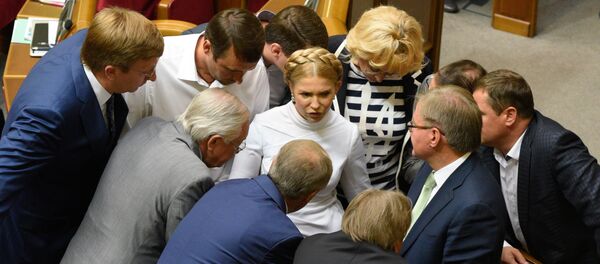 Yulia Tymoshenko no parlamento ucraniano em Kiev, na Ucrânia. Yulia Tymoshenko no parlamento ucraniano em Kiev, na Ucrânia. - Sputnik Brasil