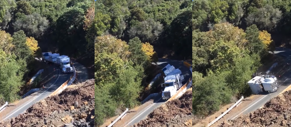 Caminhão capota e desce ladeira pelo caminho errado - Sputnik Brasil