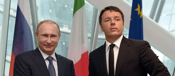 Putin e Renzi na Expo 2015 - Sputnik Brasil