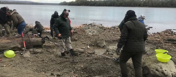 Arqueólogos resgatando moedas de ouro e objetos históricos no rio Danúbio, Hungria - Sputnik Brasil