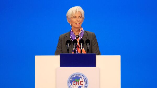 Diretora-gerente do Fundo Monetário Internacional (FMI), Christine Lagarde, falando na cerimônia de abertura da primeira Exposição Internacional de Importação da China (CIIE), em Xangai - Sputnik Brasil