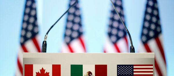 Bandeiras dos países-membos do NAFTA - EUA, México, Canadá (foto de arquivo) - Sputnik Brasil