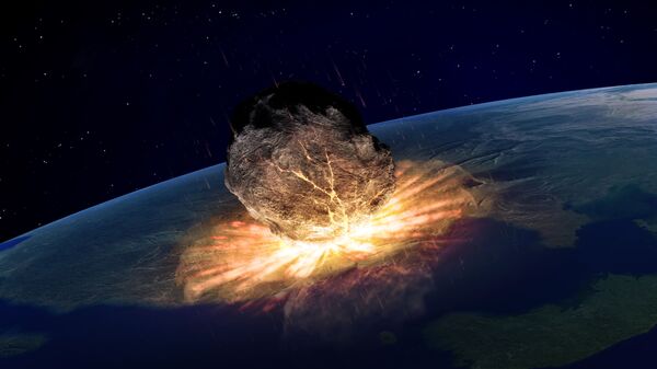 Asteroide colidindo com a Terra (imagem ilustrativa) - Sputnik Brasil