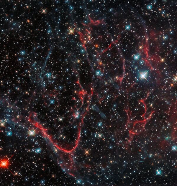 Nebulosa criada após a morte da supernova SNR 0454-67.2, que acabou sua vida em uma poderosa explosão, lançando seus vestígios ao espaço. A imagem foi tirada pela sonda Hubble - Sputnik Brasil