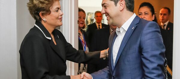 Dilma Rousseff durante encontro bilateral com Primeiro-ministro da Grécia, Aléxis Tsípras - Sputnik Brasil