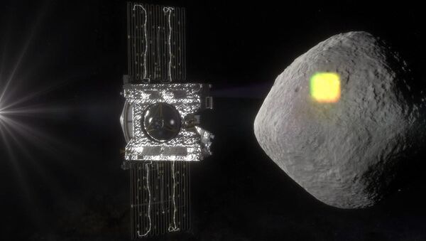 Imagem artística mostra mapeamento do asteroide Bennu pela sonda da NASA OSIRIS-REx - Sputnik Brasil