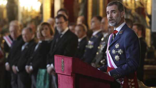 Rei da Espanha, Felipe VI, discursa durante as comemorações do Dia da Epifania no Palácio Real de Madri (arquivo) - Sputnik Brasil