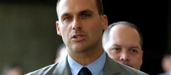 Eduardo Bolsonaro concede entrevista coletiva à imprensa em Brasília - Sputnik Brasil