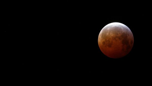 Superlua de sangue de lobo vista da França durante eclipse lunar - Sputnik Brasil
