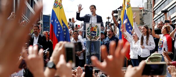 Líder da oposição, Juan Guaidó, durante manifestação em Caracas, Venezuela - Sputnik Brasil