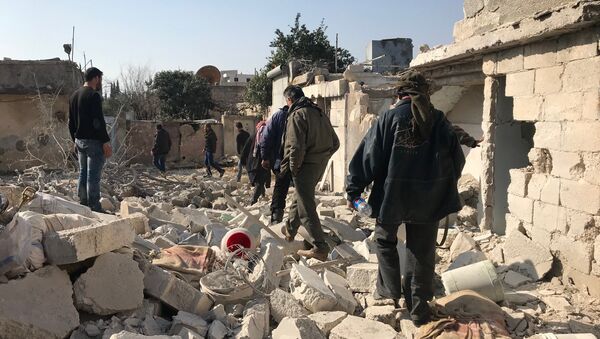 Aldeia de Jenderes, no cantão de Afrin, no norte da Síria, após bombardeamento de aeronaves e artilharia pelas forças armadas turcas. - Sputnik Brasil