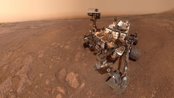 Selfie tirada pela sonda Curiosity da NASA em Rock Hall, em Marte - Sputnik Brasil