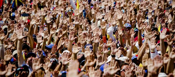 Manifestação dos partidários do autoproclamado presidente interino da Venezuela e líder da oposição, Juan Guaidó, em Caracas - Sputnik Brasil