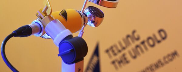 Microfone da Rádio Sputnik durante Fórum Internacional Econômico de São Petersburgo - Sputnik Brasil