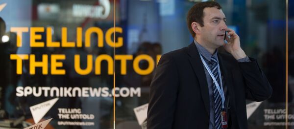 Pavilhão da Sputnik durante a inauguração do SPIEF 2015 - Sputnik Brasil