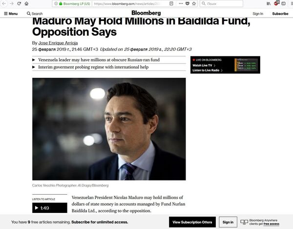 O artigo da Bloomberg sobre Carlos Vecchio - Sputnik Brasil