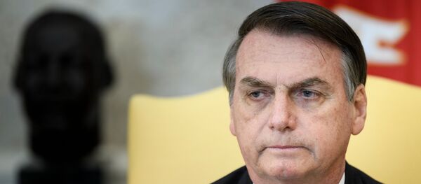 Jair Bolsonaro, presidente do Brasil, durante encontro com seu homólogo norte-americano, Donald Trump, na Casa Branca - Sputnik Brasil