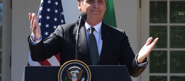 O presidente do Brasil, Jair Bolsonaro, durante coletiva de imprensa na Casa Branca, nos Estados Unidos - Sputnik Brasil