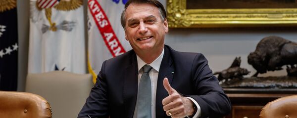 O presidente do Brasil, Jair Bolsonaro, durante encontro com o presidente dos EUA, Donald Trump, na Casa Branca, em Washington (EUA) - Sputnik Brasil