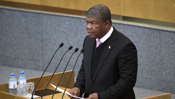 O presidente de Angola, João Lourenço, durante a sessão plenária da Duma de Estado (câmara baixa do Parlamento russo), em 3 de abril - Sputnik Brasil
