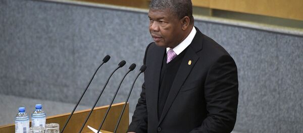 O presidente de Angola, João Lourenço, durante a sessão plenária da Duma de Estado (câmara baixa do Parlamento russo), em 3 de abril - Sputnik Brasil