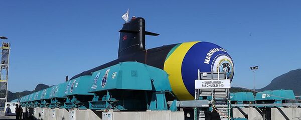 Submarino de classe Scorpène S40 Riachuelo, o primeiro do Prosub a ser lançado ao mar, em 2018 - Sputnik Brasil
