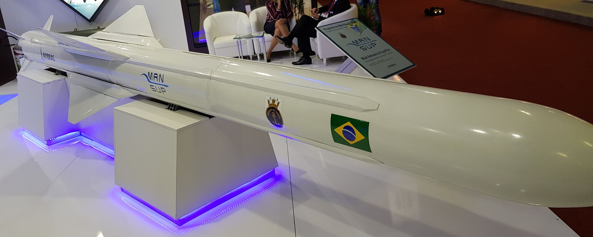 Míssil Antinavio Nacional de Superfície (Mansup) da Marinha do Brasil, fabricado pela Avibras e exposto na LAAD 2019 - Sputnik Brasil, 1920, 24.05.2024