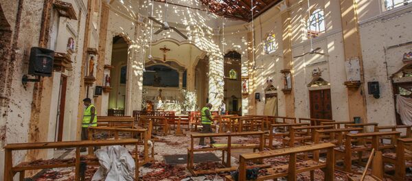 A view of St. Sebastian's Church damaged in blast in Negombo, north of Colombo, Sri Lanka, Sunday, April 21, 2019. - Sputnik Brasil