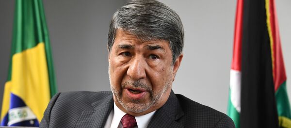 Embaixador palestino no Brasil, Ibrahim Alzeben, fala durante entrevista em Brasília, em 26 de março de 2019 - Sputnik Brasil