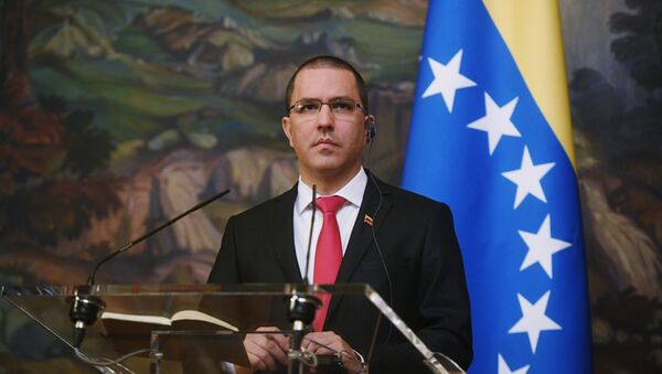 Jorge Arreaza, ministro das Relações Exteriores da Venezuela, durante coletiva de imprensa em Moscou, Rússia - Sputnik Brasil