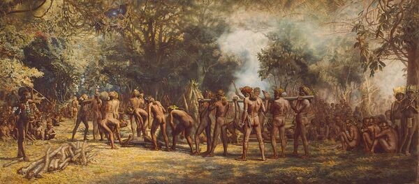 Festa canibal na ilha de Tanna, Charles E. Gordon Frazer (1863-1899) - Sputnik Brasil