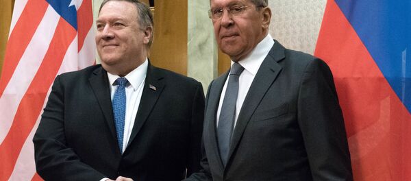Secretário de Estado dos EUA, Mike Pompeo, e  chanceler russo, Sergei Lavrov, 14 de maio de 2019 - Sputnik Brasil