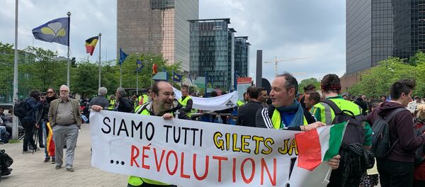 Manifestação dos coletes amarelos em Bruxelas, Bélgica - Sputnik Brasil