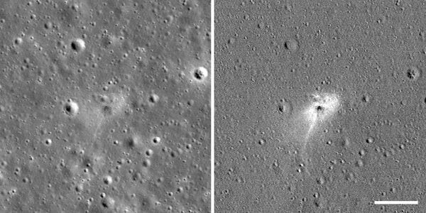Local na superfície lunar onde caiu a sonda israelense Beresheet, vista por uma espaçonave da NASA - Sputnik Brasil